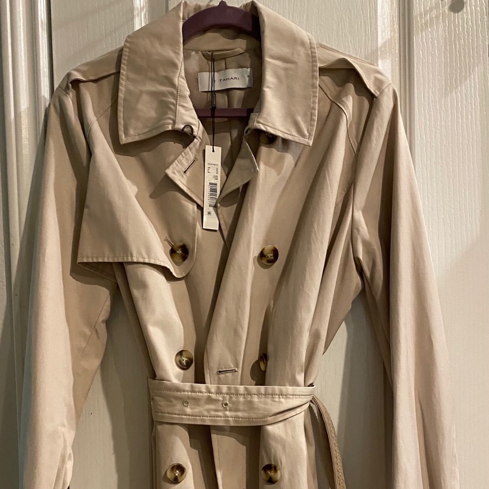 Tahari tan trench coat